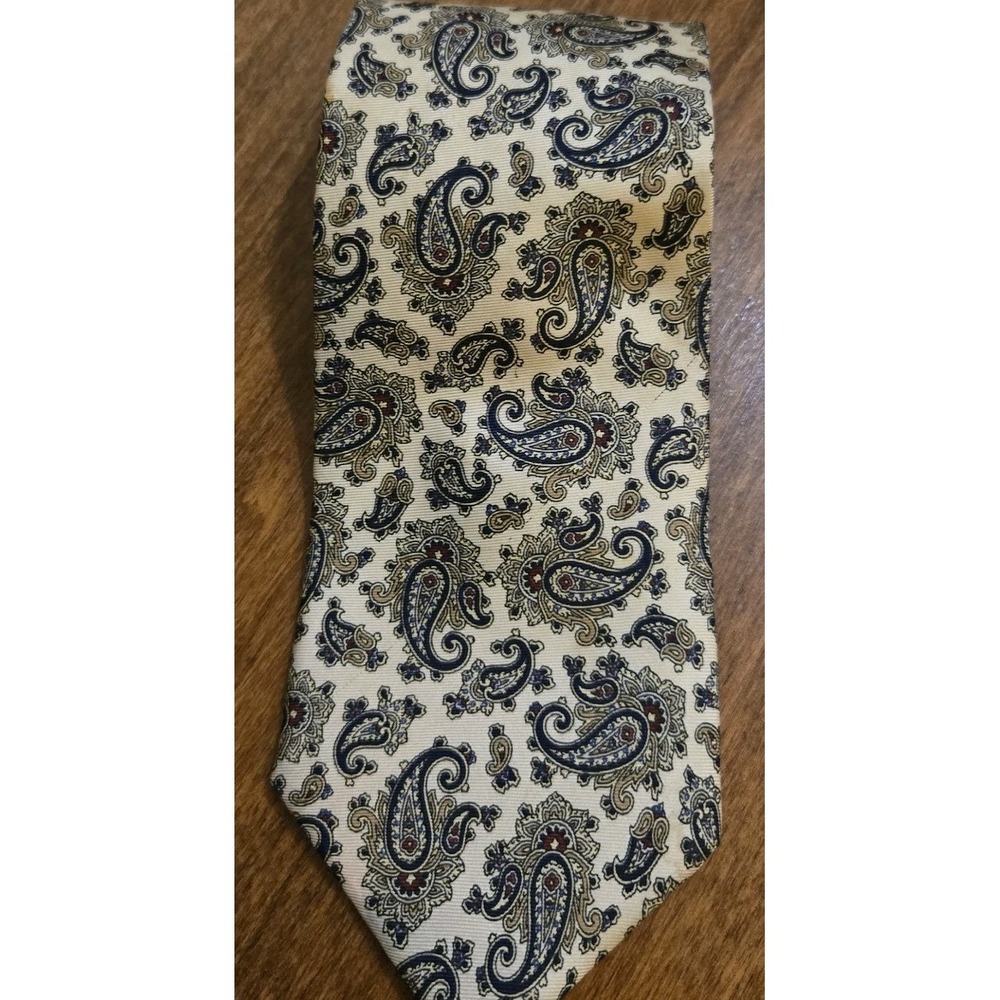 Kuppenheimer 100% Italian Silk Tie Yellow Paisley Men's Classic Vintage 57"x3.5"